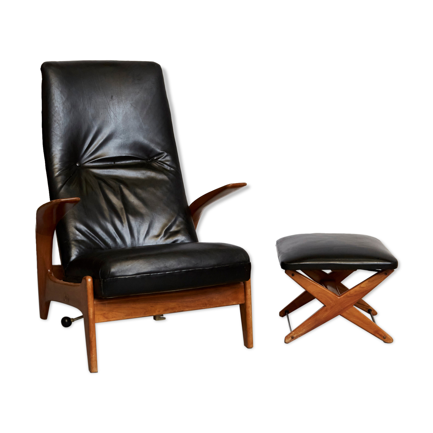 Rolf Rastad & Adolf Relling "Rock'n Rest" Chair and Ottomane for Arnestad Bruk