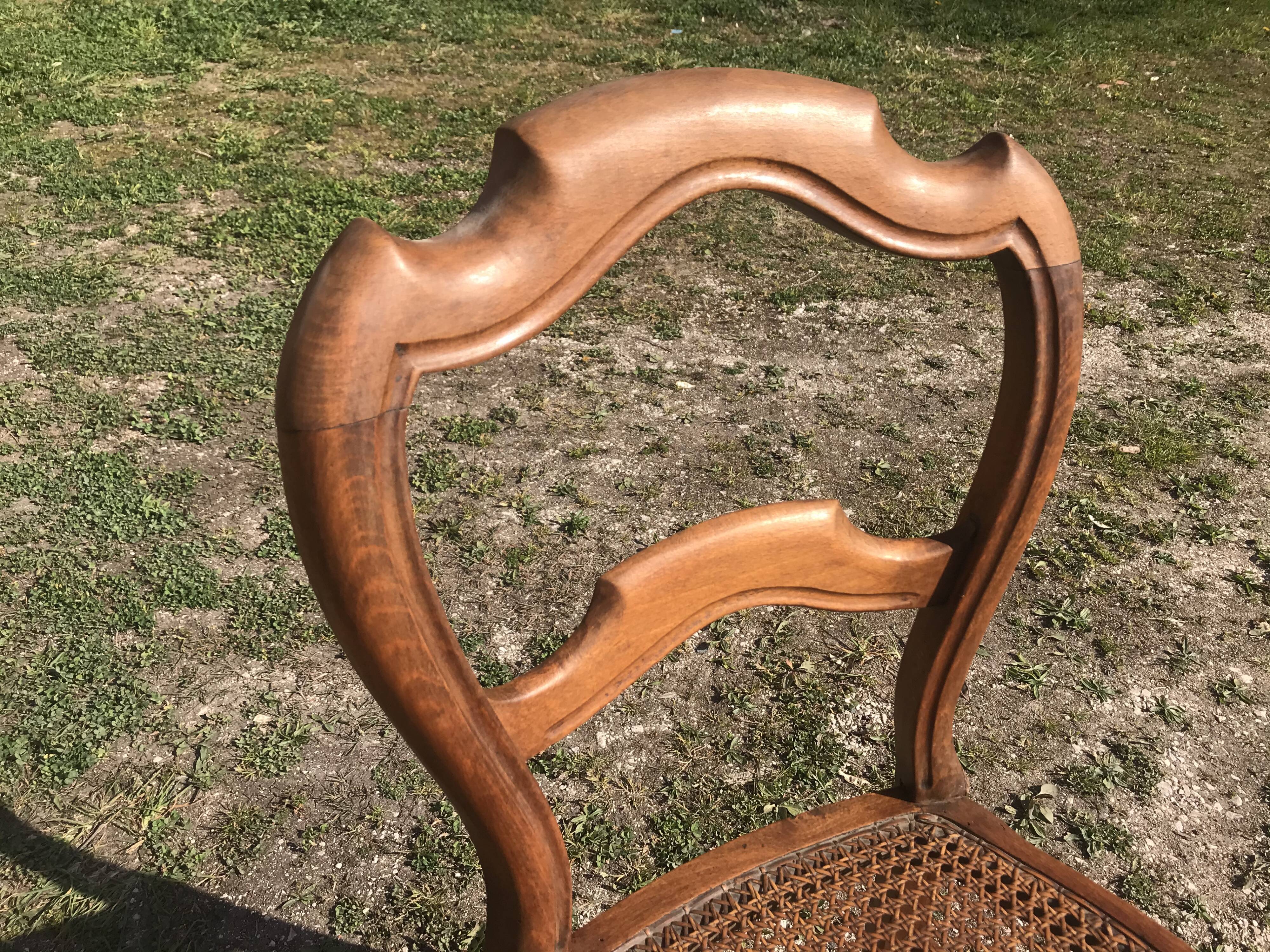 Suite de 6 chaises cannées Louis Philippe