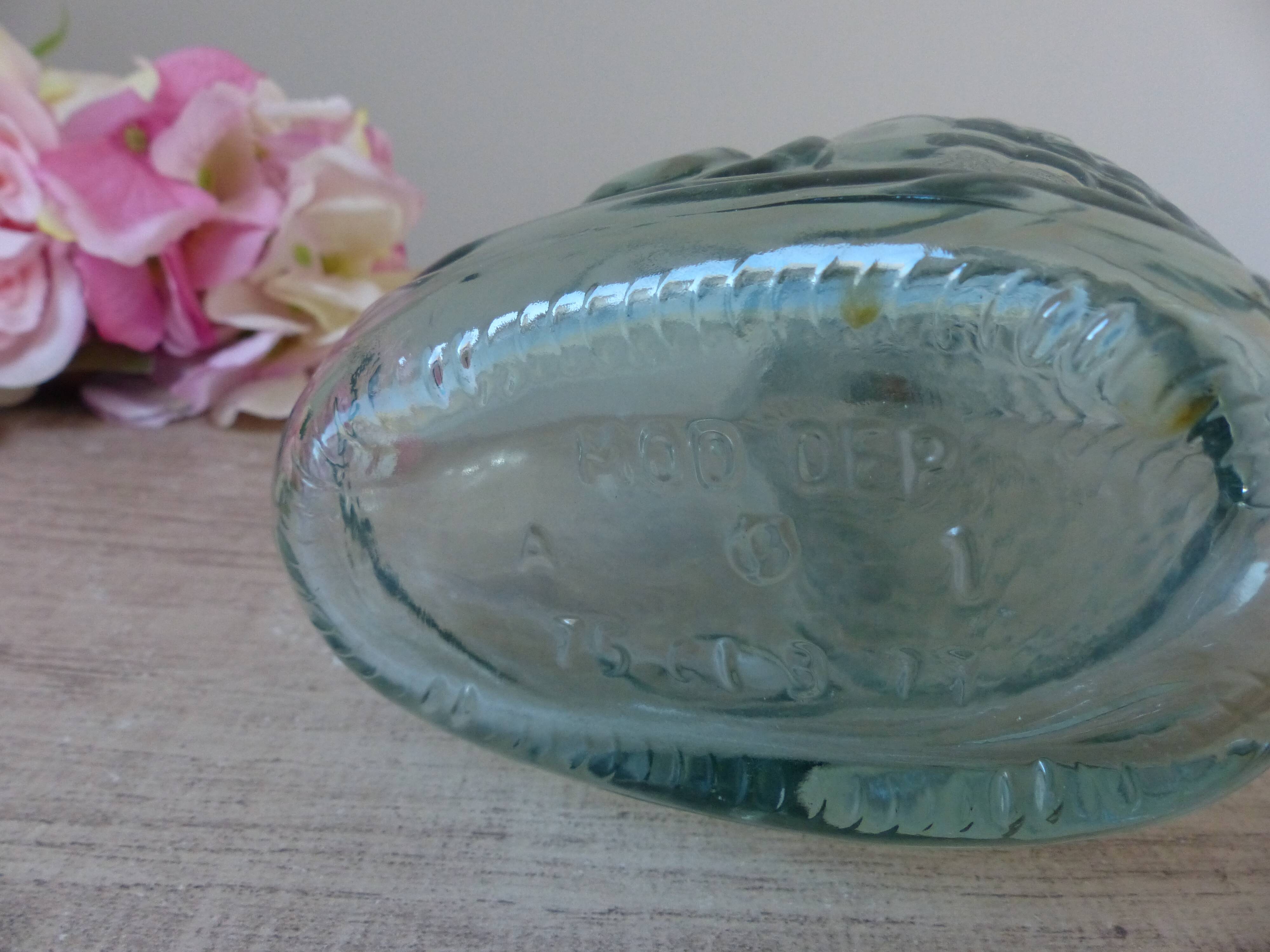 Vintage Italian glass fish bottle 75 cl, seaside decor 1970.