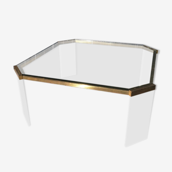 Table basse design en verre et plexiglas