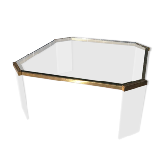 Table basse design en verre et plexiglas