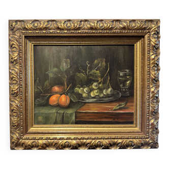 Nature morte aux fruits - signé D.Fontis - peinture à huile encadrée