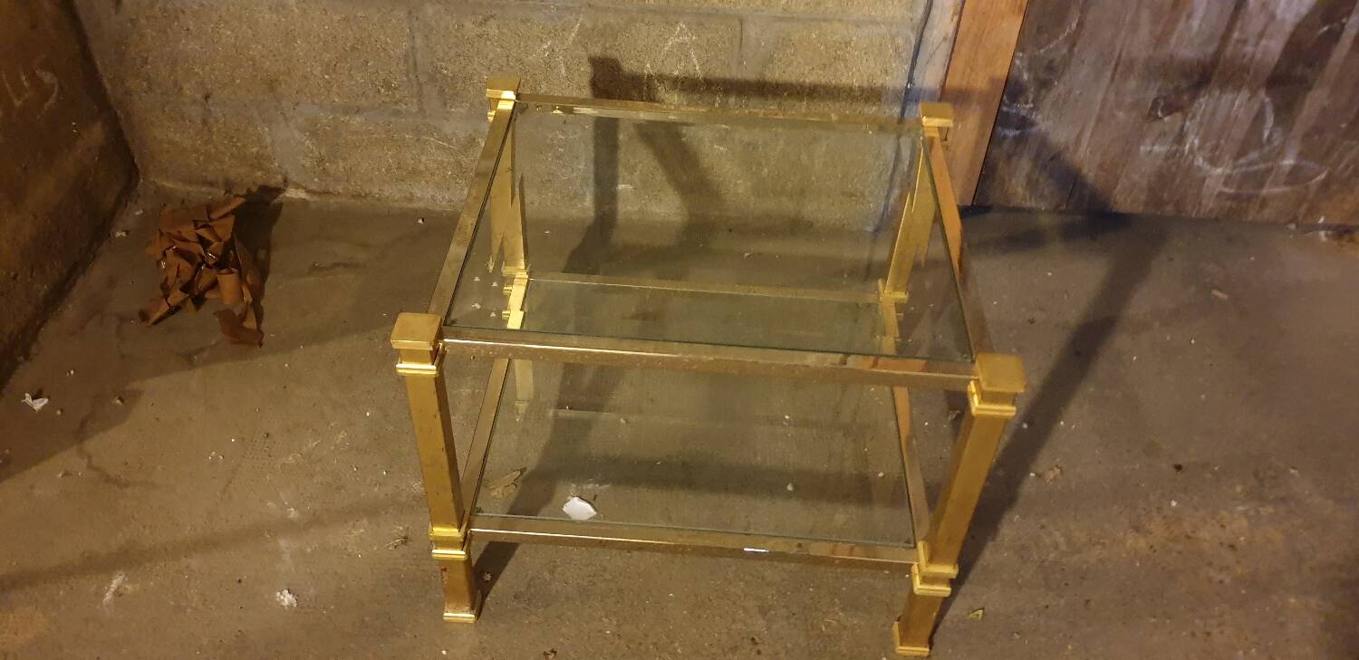 Brass and glass coffee table