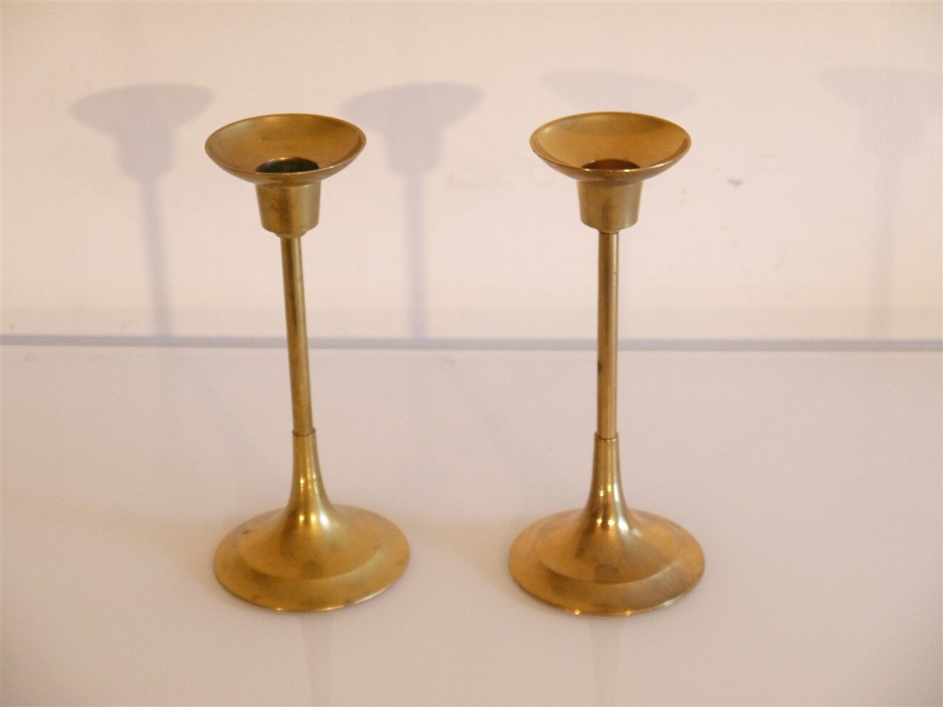 Pair of vintage Scandinavian brass candle holders