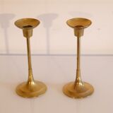 Pair of vintage Scandinavian brass candle holders