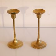 Paire de bougeoirs vintage scandinave en laiton