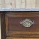 Louis XVI XIXth chest of drawers in mahogany and walnut and white marble top