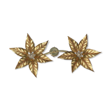 Hollywood regency brass floral wall sconce by Willy Daro