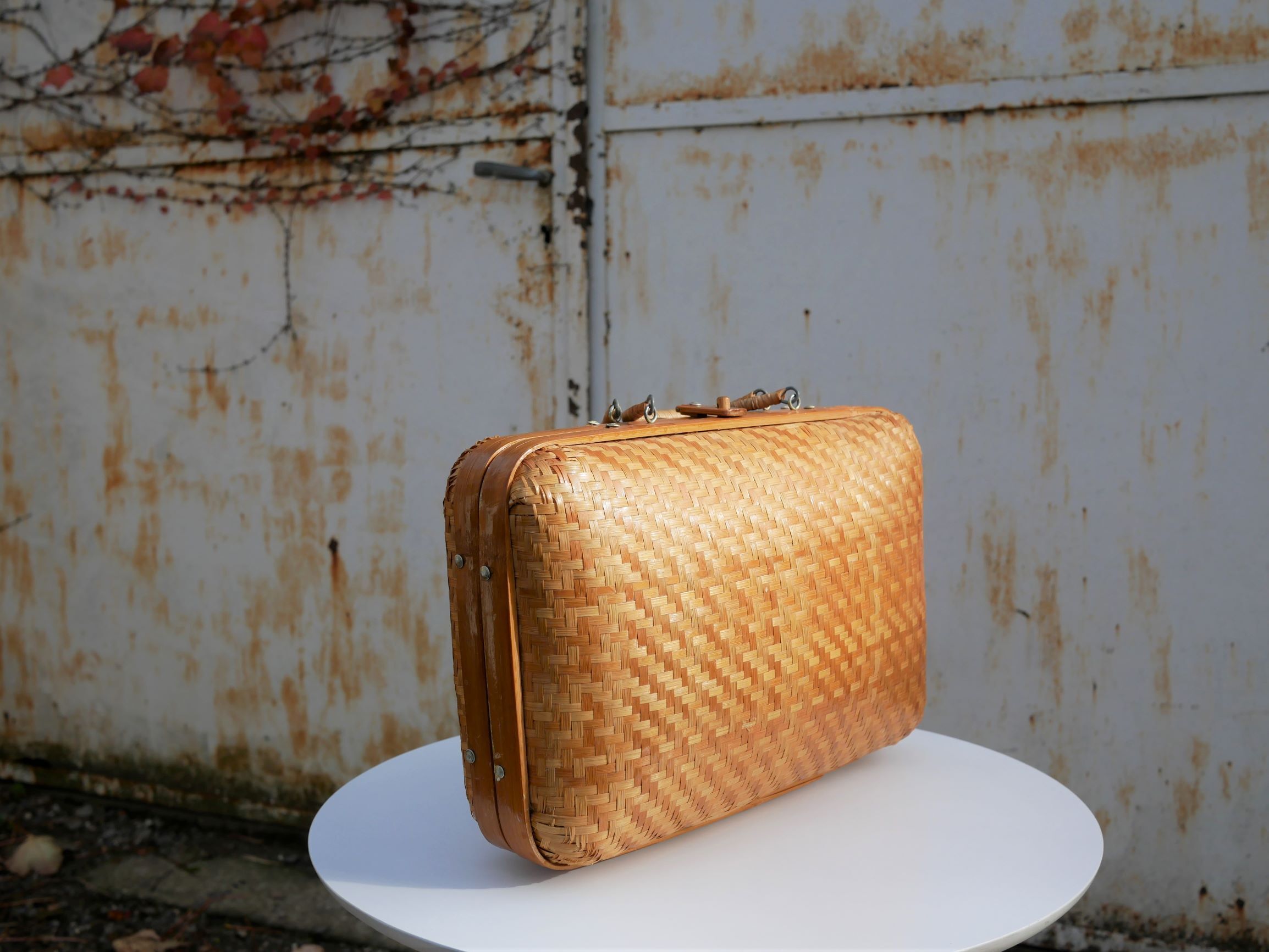 Suitcase vintage wicker