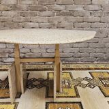 Eye-shaped marble coffee table