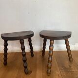 Paire tabourets de laitiers bas ancien