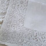 linen sheet in ab monogrammed Richelieu embroidery