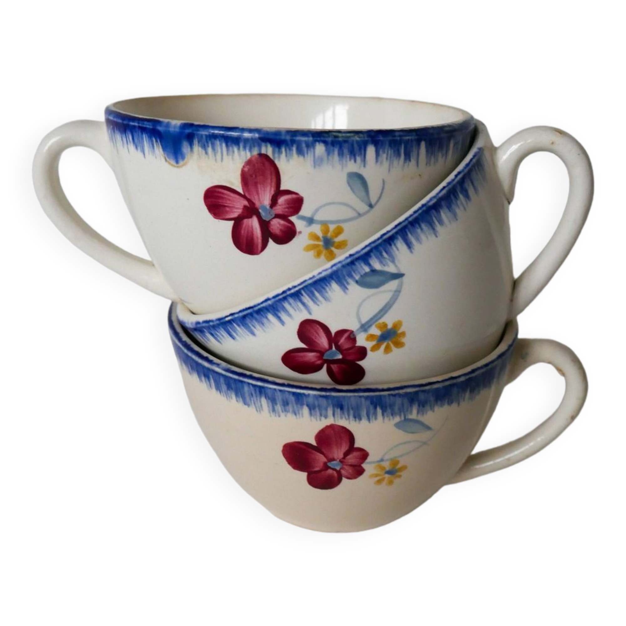 Trio of large cups digoin sarreguemines model mary-lou 194 0