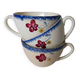 Trio de grandes tasses digoin sarreguemines modèle mary-lou 194 0