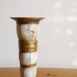 Brass and mother-of-pearl bougeoirs