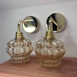 Set of 2 gold wall lights