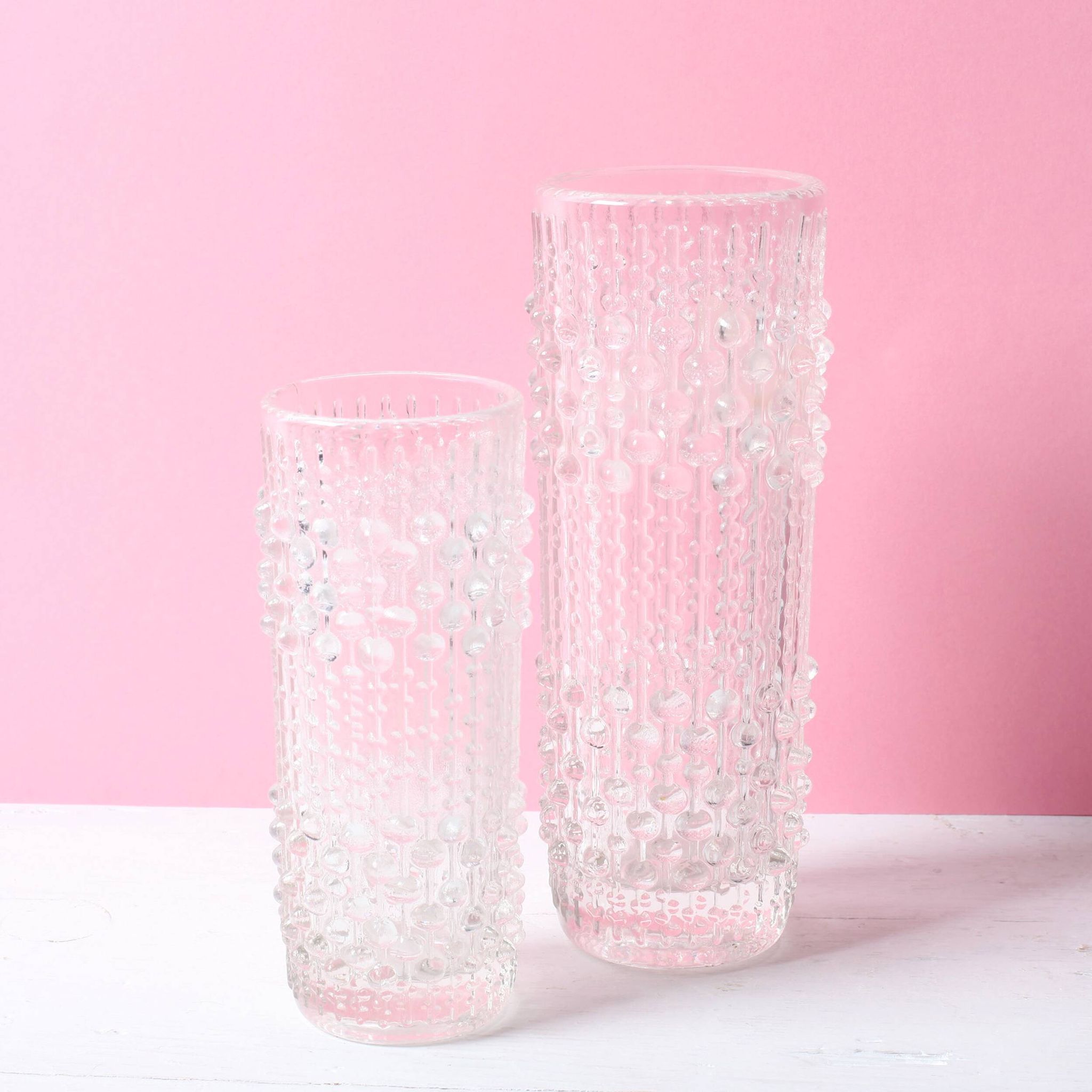 Set of 2 Glass Vases CandleWax by František Pečený / Czech Republic / 1972