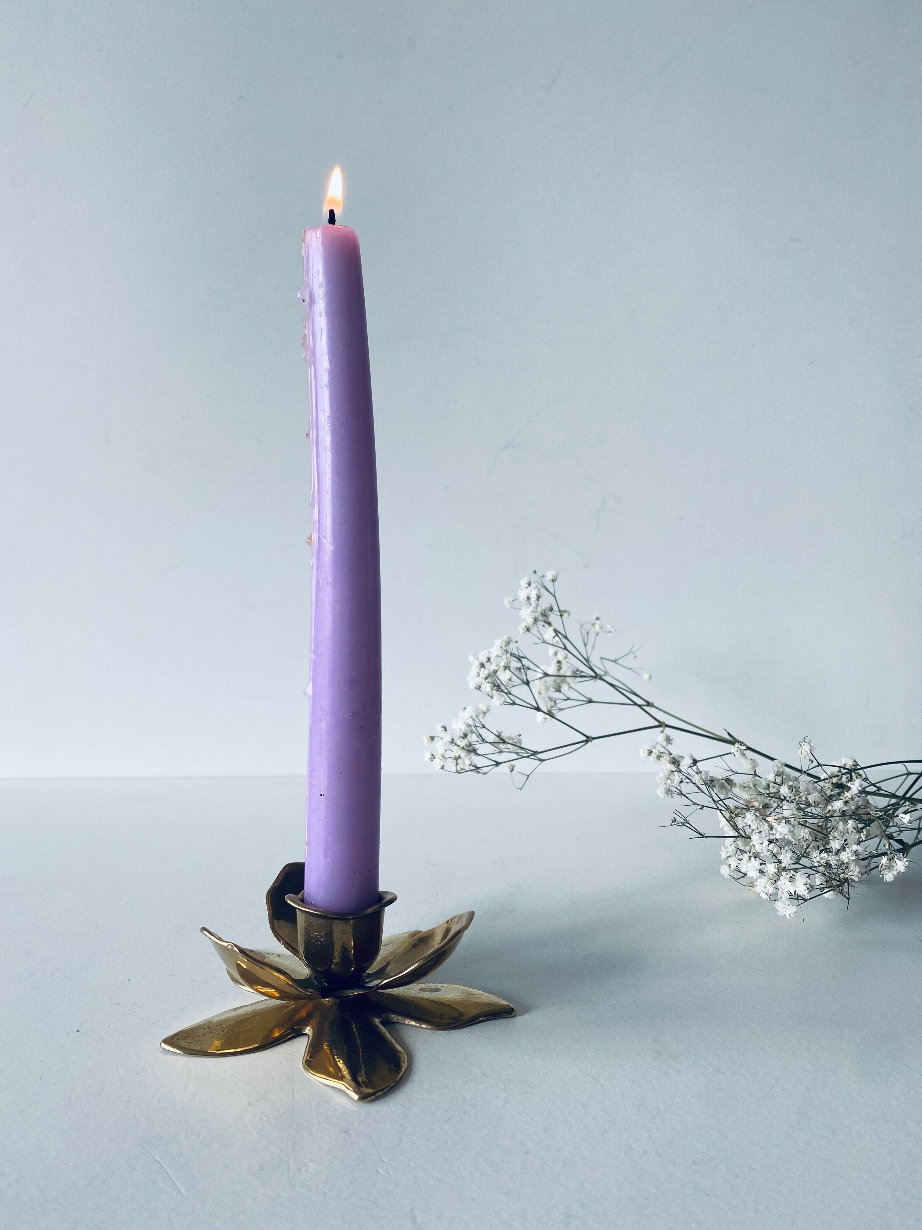 Brass flower candlestick