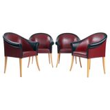 Sinan Armchairs in Leather and Beech Wood