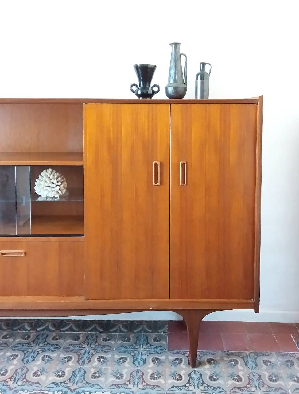 Sideboard library in Scandinavian style made of teak.