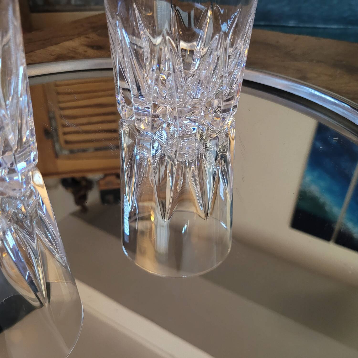 2 verres à whisky en cristal taillé – fond étoilé, années 70