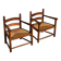 Paire de fauteuils bois et paille, travail français  1960