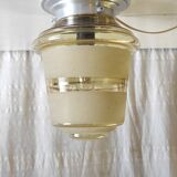 Smoked/sandblasted glass ceiling light - mid 20th century