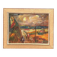 Original Swedish Oil on Panel – “Landscape with Figures” by Lars Niklasson