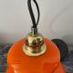 Vintage pendant lamp in electrified orange opaline to nine