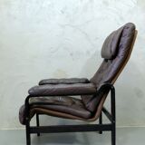 Mid-century Finnish leather lounge chair by Oy BJ Dahlqvist for BD Furniture, 1960s