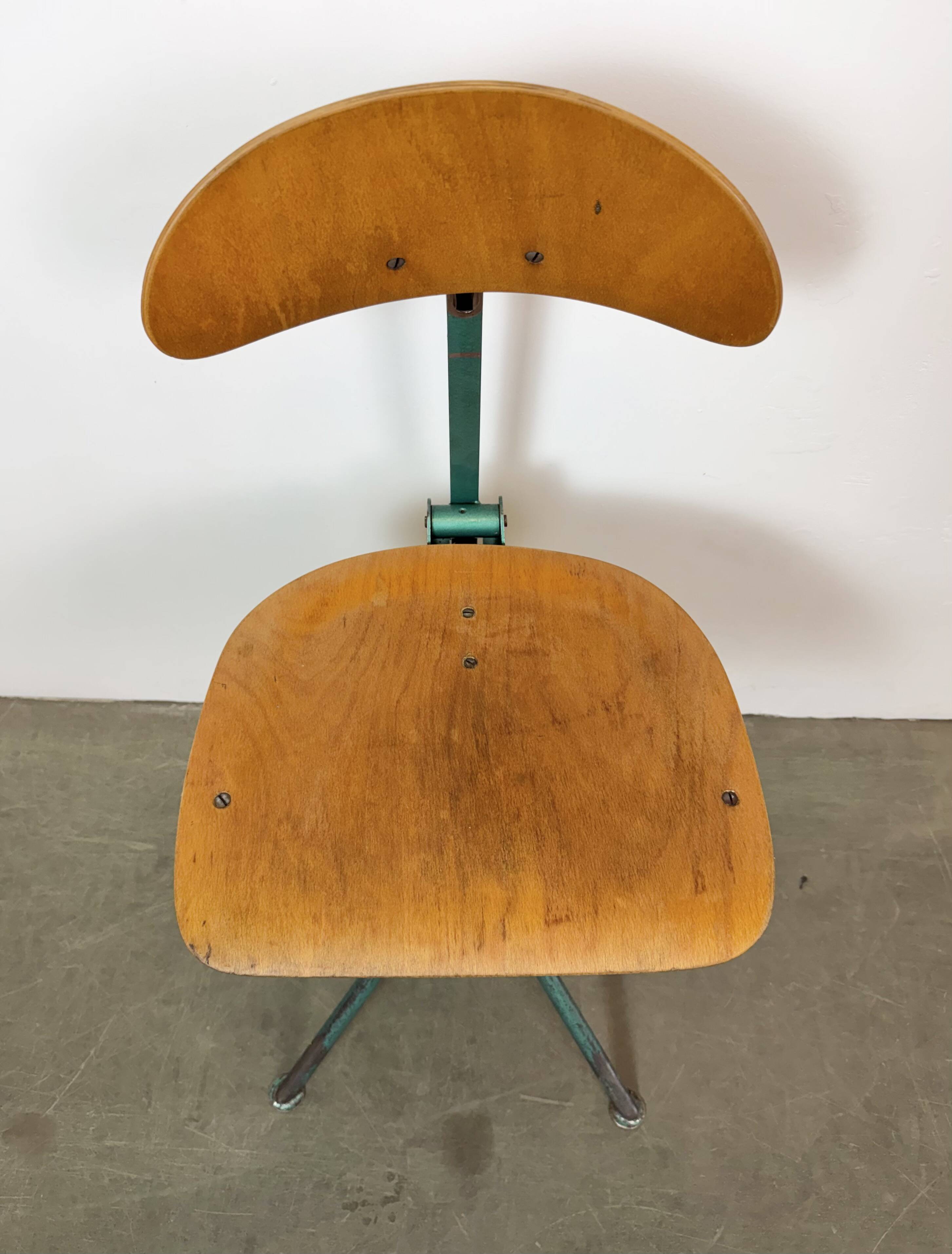 Dark Green Industrial Workshop Chair, 1950s
