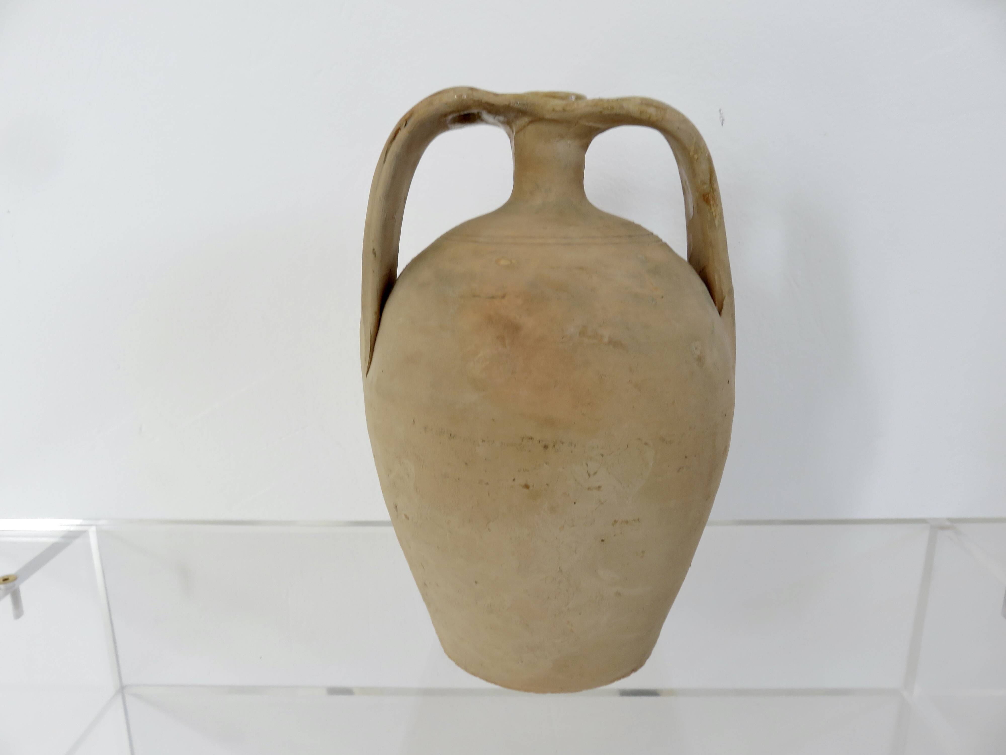 Jar, amphora, vase, in terracotta with handles, southern France, 1950