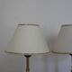 Pair of blue and gold bedside lamps with cream shades – H38 cm