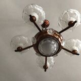 Copper chandelier and Art Deco glass paste Ezan