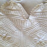 Hand knitted blanket flowers and hexagons