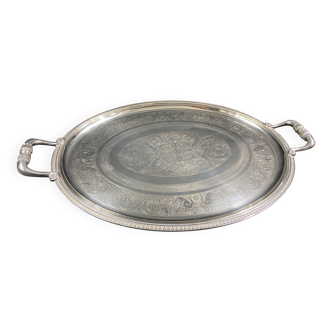 Very large silver metal serving tray christofle malmaison model