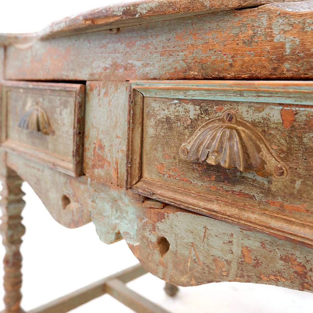 Side table with 2 drawers in patinated wood - 20th century