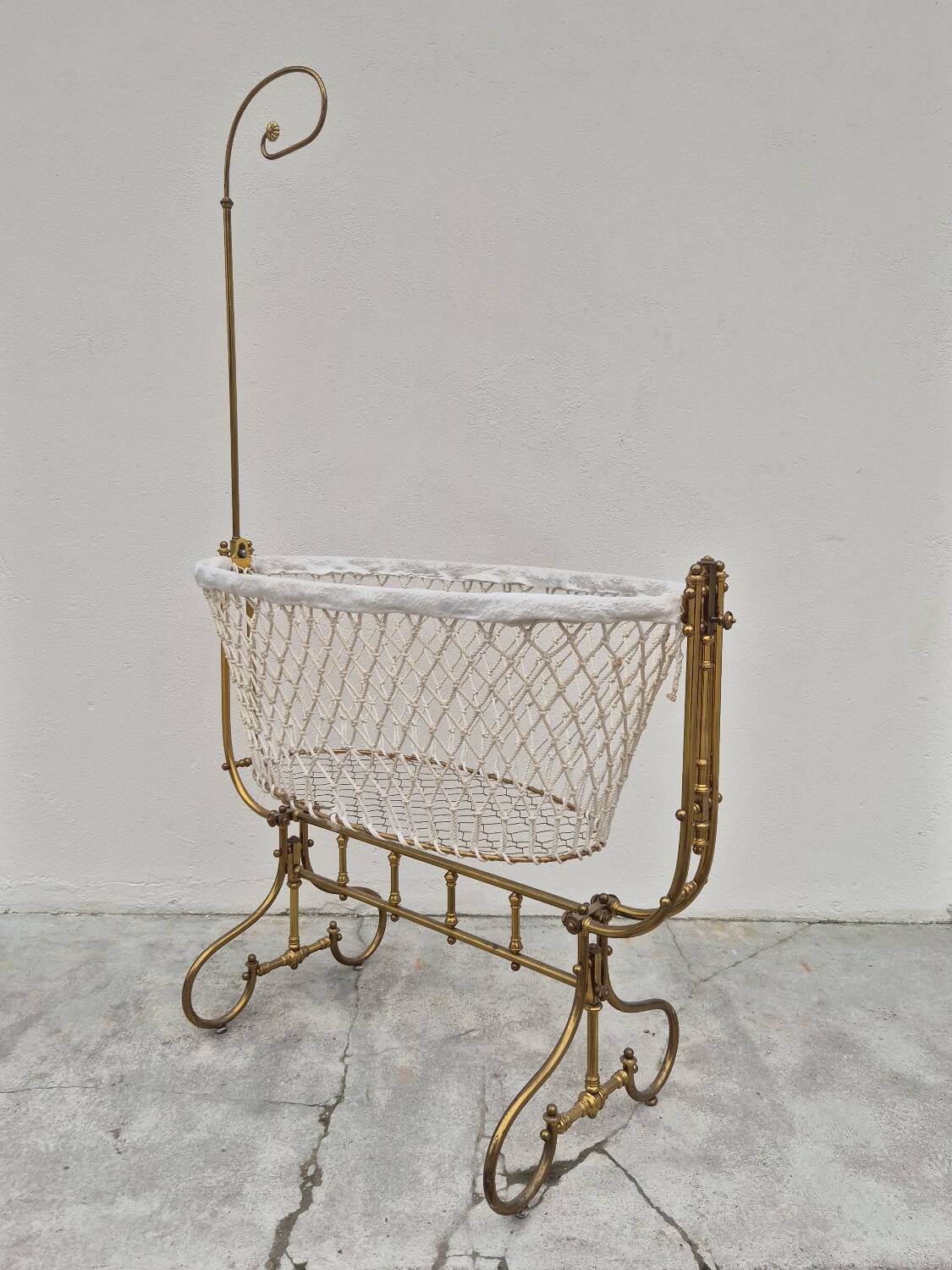19th century brass rocking cradle from a castle