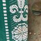 Nappe Helena Biarritz, made in france, linge basque, verte avec des broderies blanche, Vintage