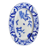 Large oval dish Creil & Montereau in blue ironstone, "Japan" service