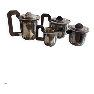 rare set of coffee, tea, creamer and sugar bowls, art deco modernist
