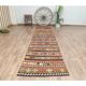 Tapis Kilim coloré en laine et coton fait main turc vintage des années 1970 98x405