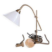 Articulated Daylight desk lamp with magnifying glass and clamp – Aged brass finish