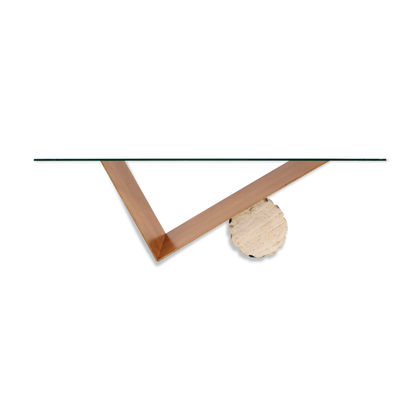 1990s Italian Cattelan 'Valentino' Walnut And Travertine Table.
