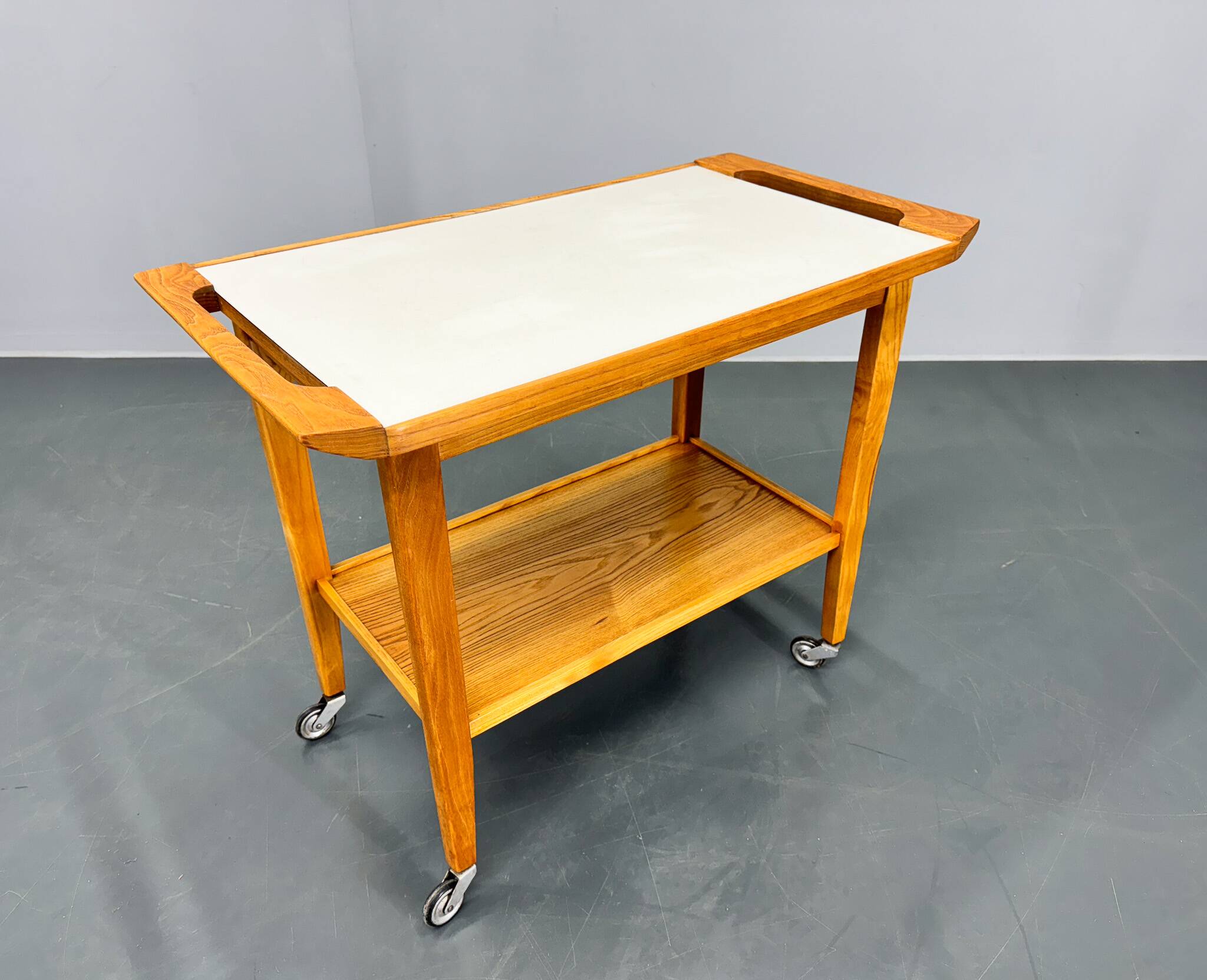 Vintage Wood and Plywood Serving Cart, 1970's