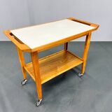 Vintage Wood and Plywood Serving Cart, 1970's