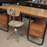 Wooden metal adjustable desk chair 1950