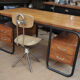 Chaise de bureau réglable en métal en bois 1950