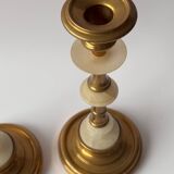 Vintage Brass and Alabaster Candlesticks