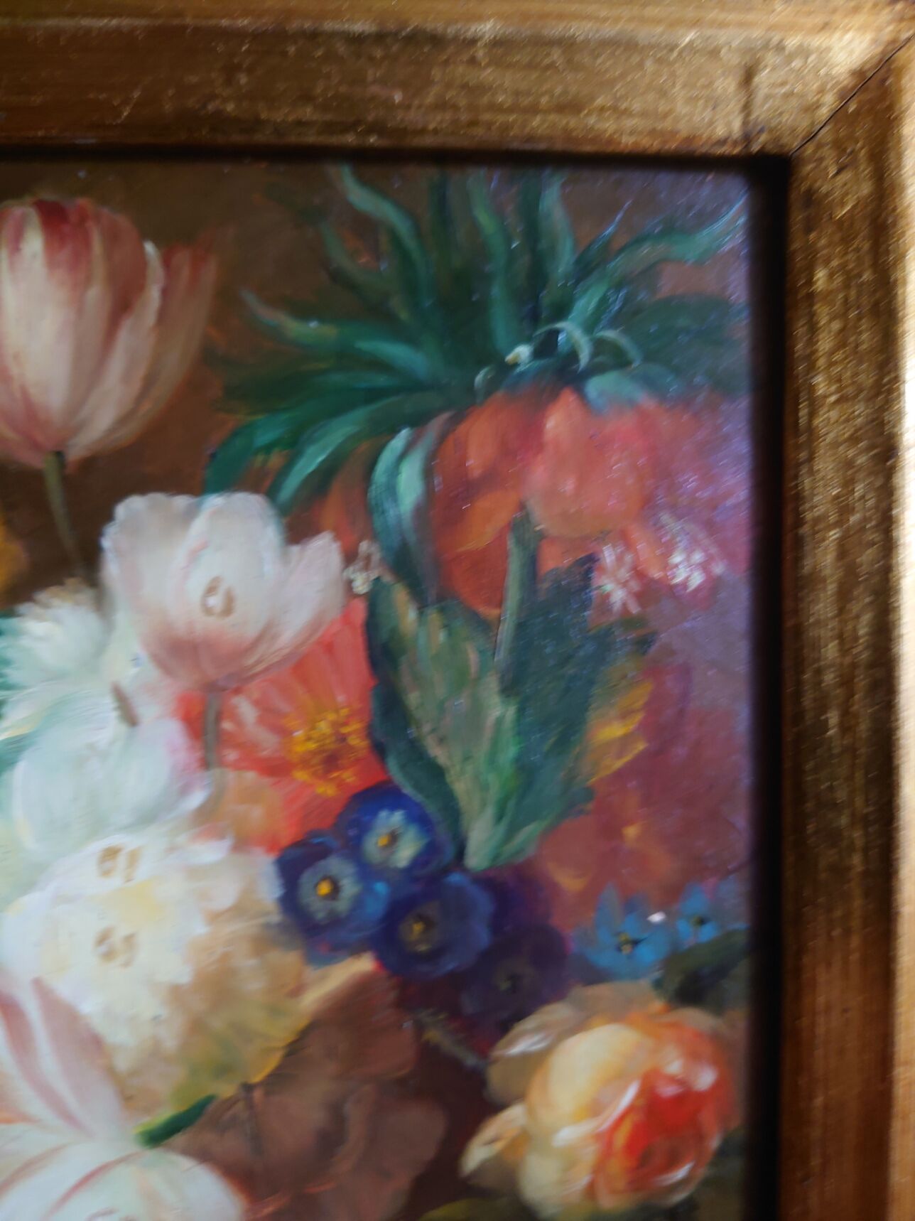 Oil on wood signed gilded frame XX centuries